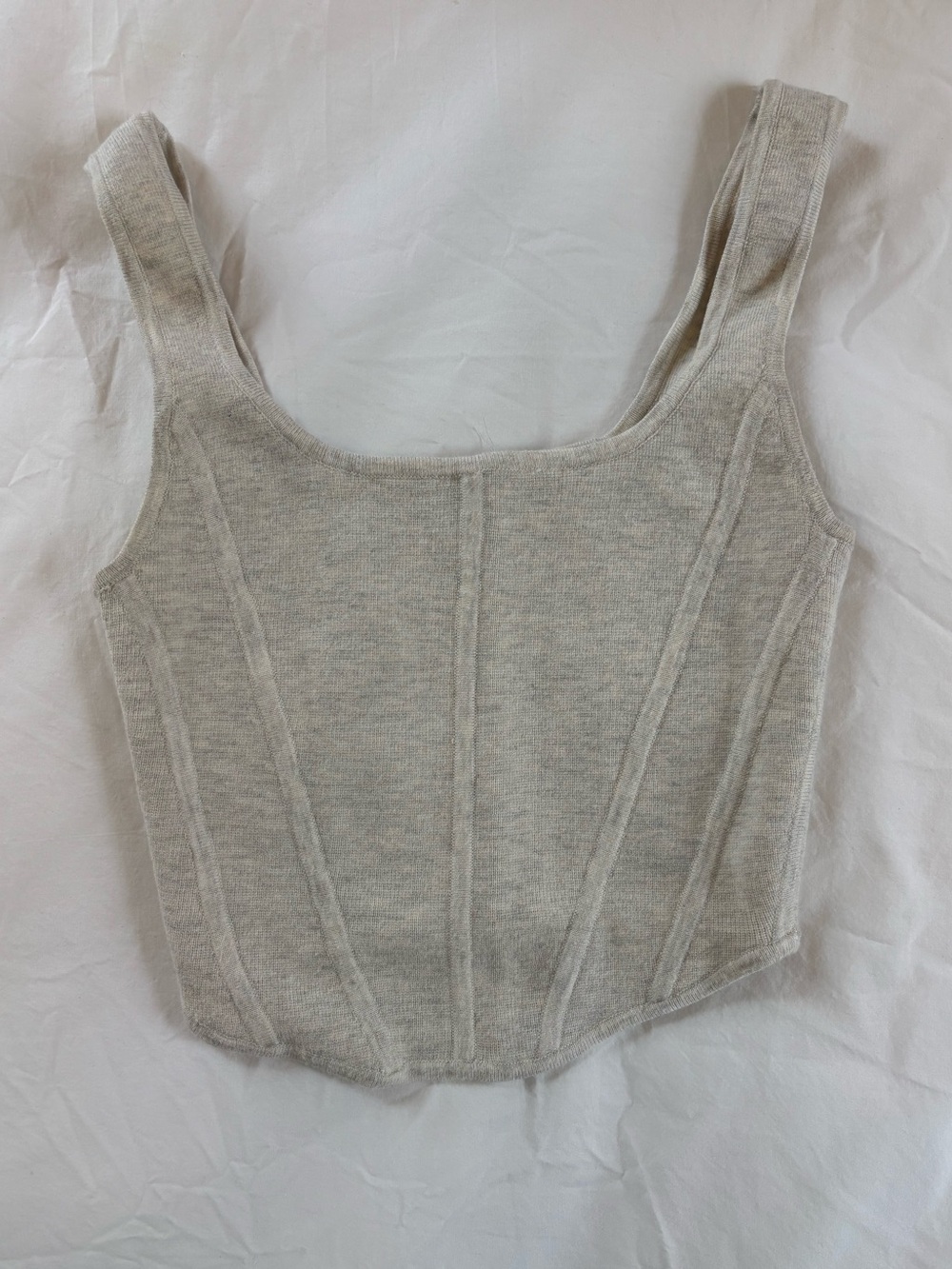 Aritzia Wilfred Cream Square-Neck Ribbed Tank